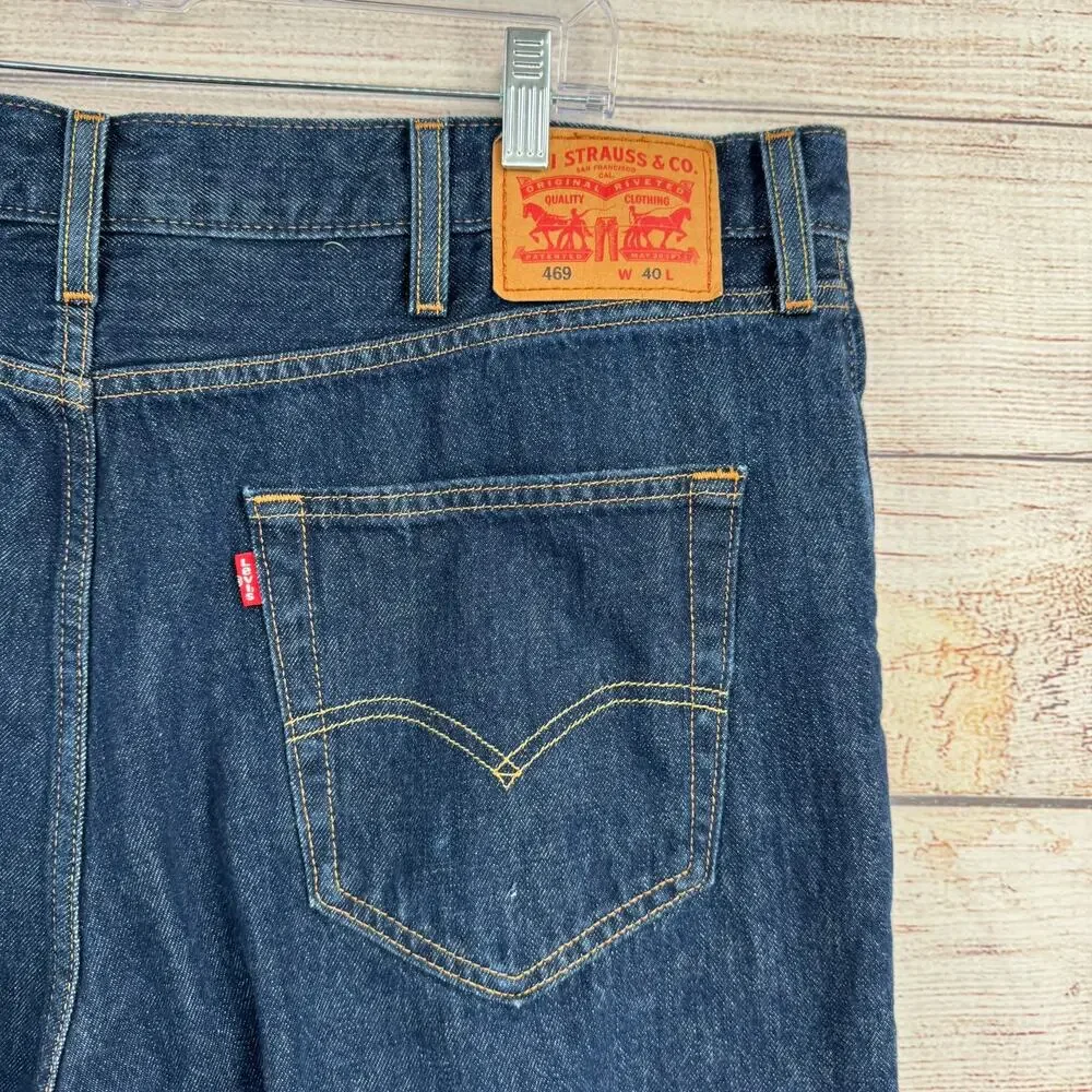 Levi's 469 Loose Straight Jean Shorts Mens 40 Blue Dark Wash‎ Denim Jorts
